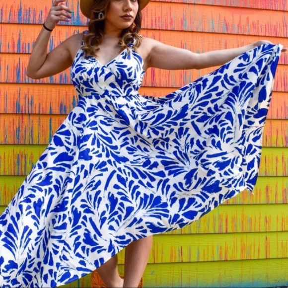 Alexis Botanical Tie Strap Asymmetrical Hem Dress - Picture 7 of 16